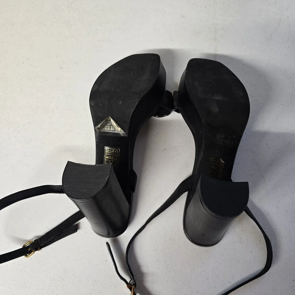 Jeffrey Campbell ‎ Ankle Strap Block heel Sandal  In Black Leather Sz 8.5